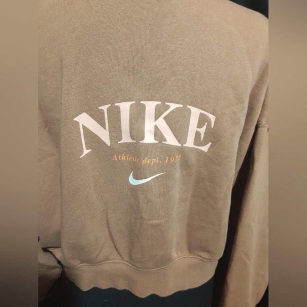 Nike Women's Cocoa Brown Zip-Up Cripped Hoodie Size M Casual Beach Boho - Picture 8 of 10